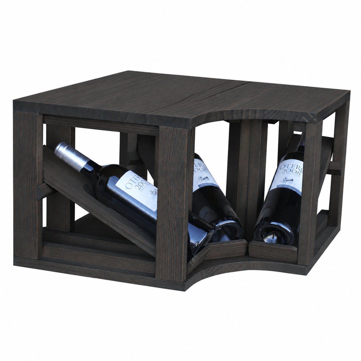 Botellero para 3 botellas Expovinalia Villafranca Godello 2195 - Pino negro - Representación generada del acabado