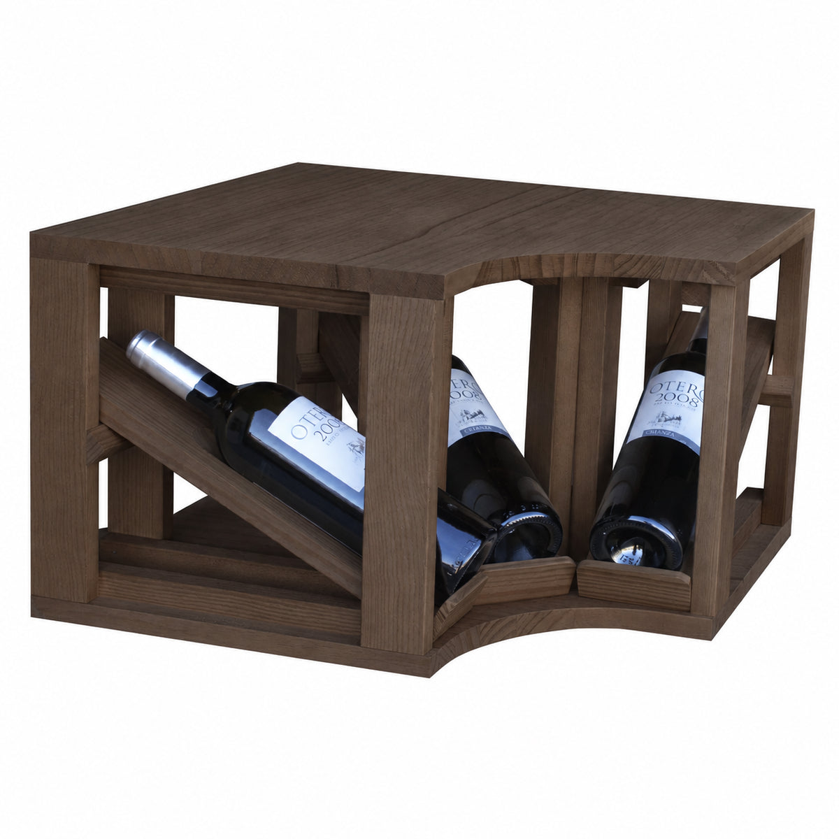 Botellero para 3 botellas Expovinalia Villafranca Godello 2195 - Pino oscuro - Representación generada del acabado