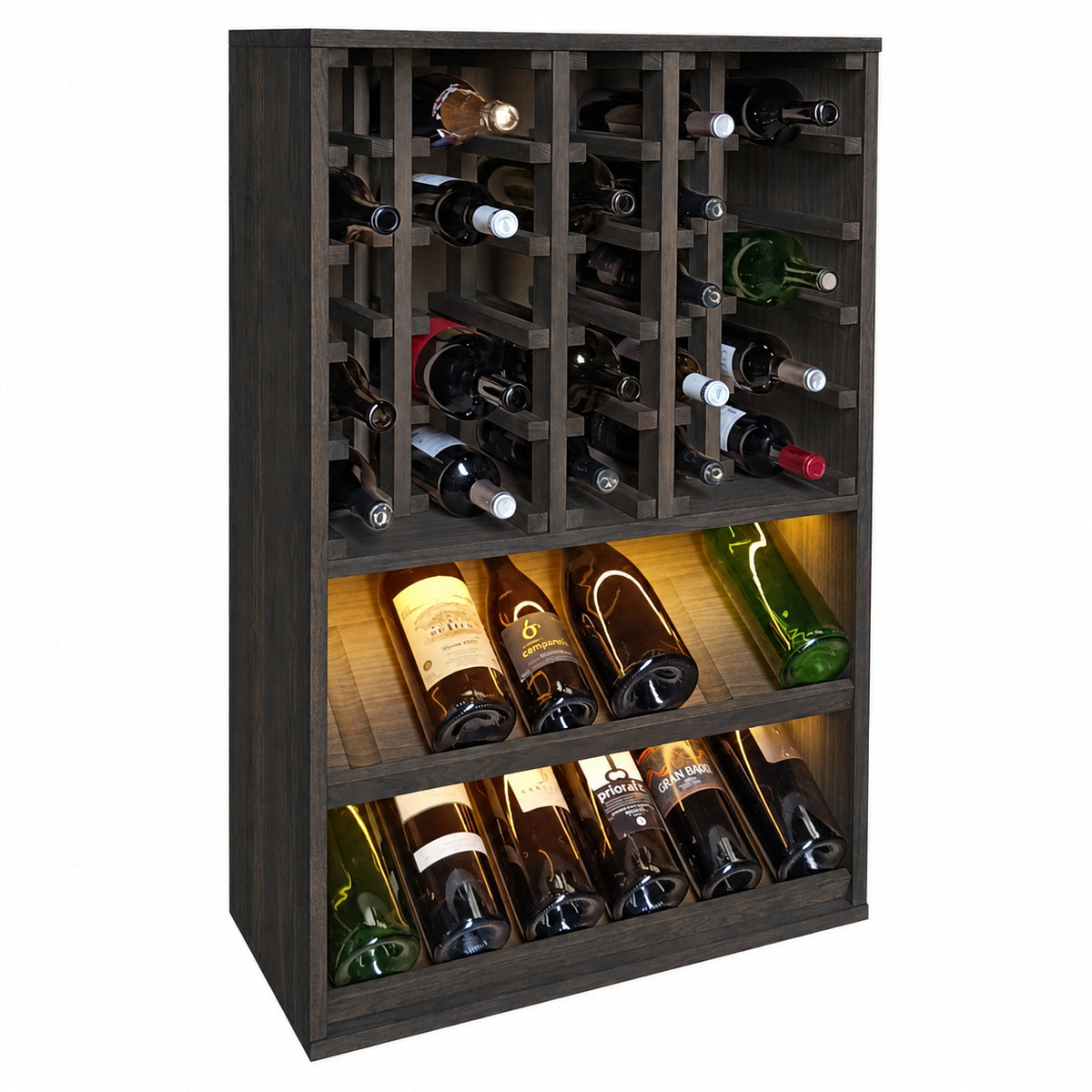Botellero para 37 botellas mágnum Expovinalia Villafranca Godello 2094 - Pino negro - Representación generada del acabado