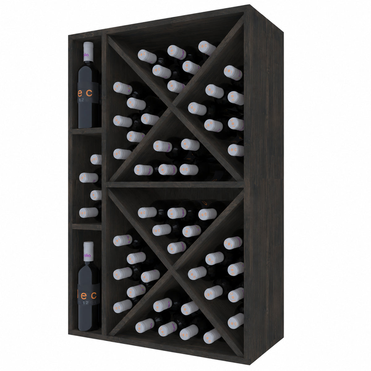 Botellero para 66 botellas Expovinalia Corullón 1 Godello 2536 - Pino negro - Representación generada del acabado