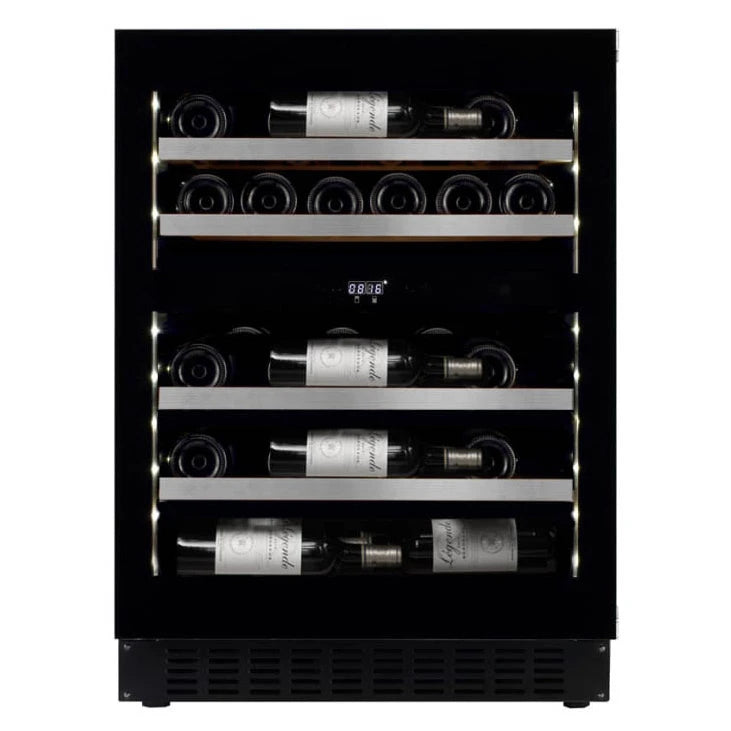 Wine Cooler 31 bottles WineCave Exclusive 700 60D Fullglass Black Push/Pull Dual-zone