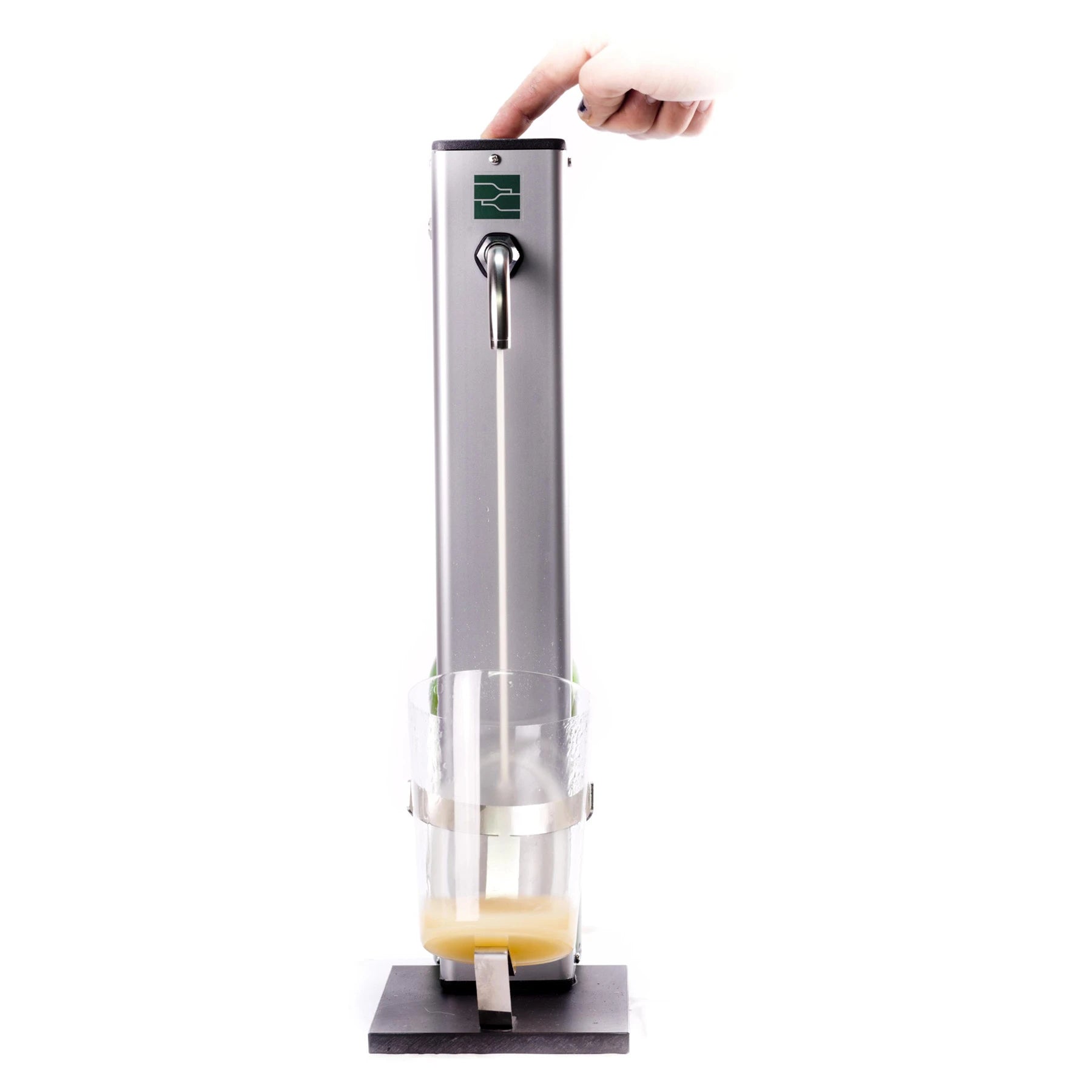 Escanciador de sidra eléctrico Coem COLUMNA Gris Plata, vista lateral del diseño compacto.
