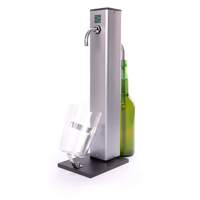 Coem COLUMNA Gris Plata, escanciador eléctrico de sidra con soporte para botella y vaso.