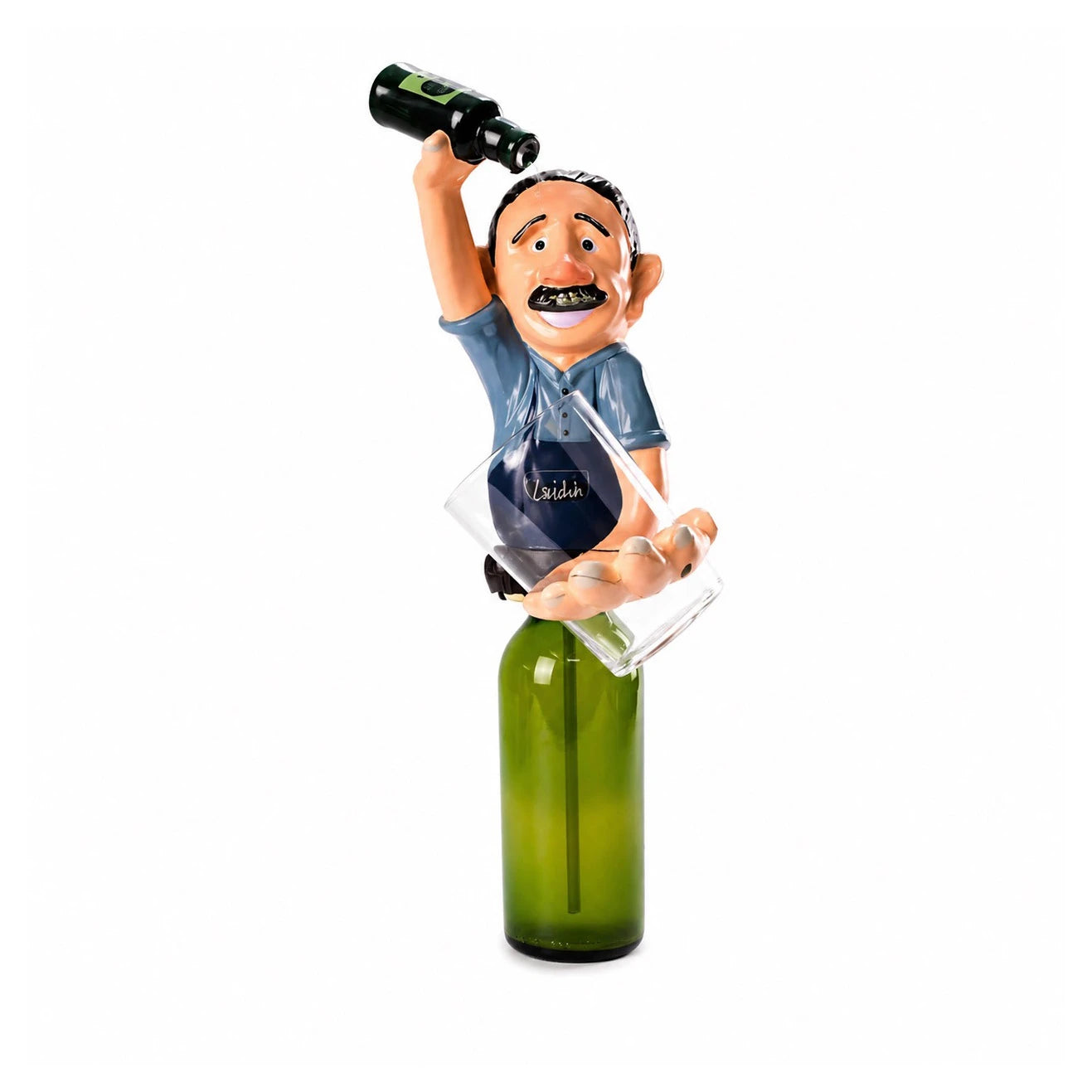 Escanciador eléctrico Coem ISIDRÍN para sidra, figura de sidrero asturiano con botella y vaso.