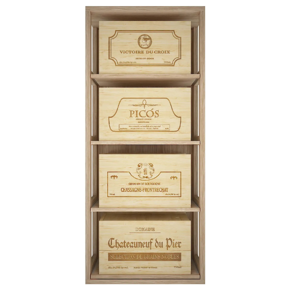 Wine rack for 4 cases of 6 bottles Expovinalia Arganza Godello 2558 — Natural oak — ER2558