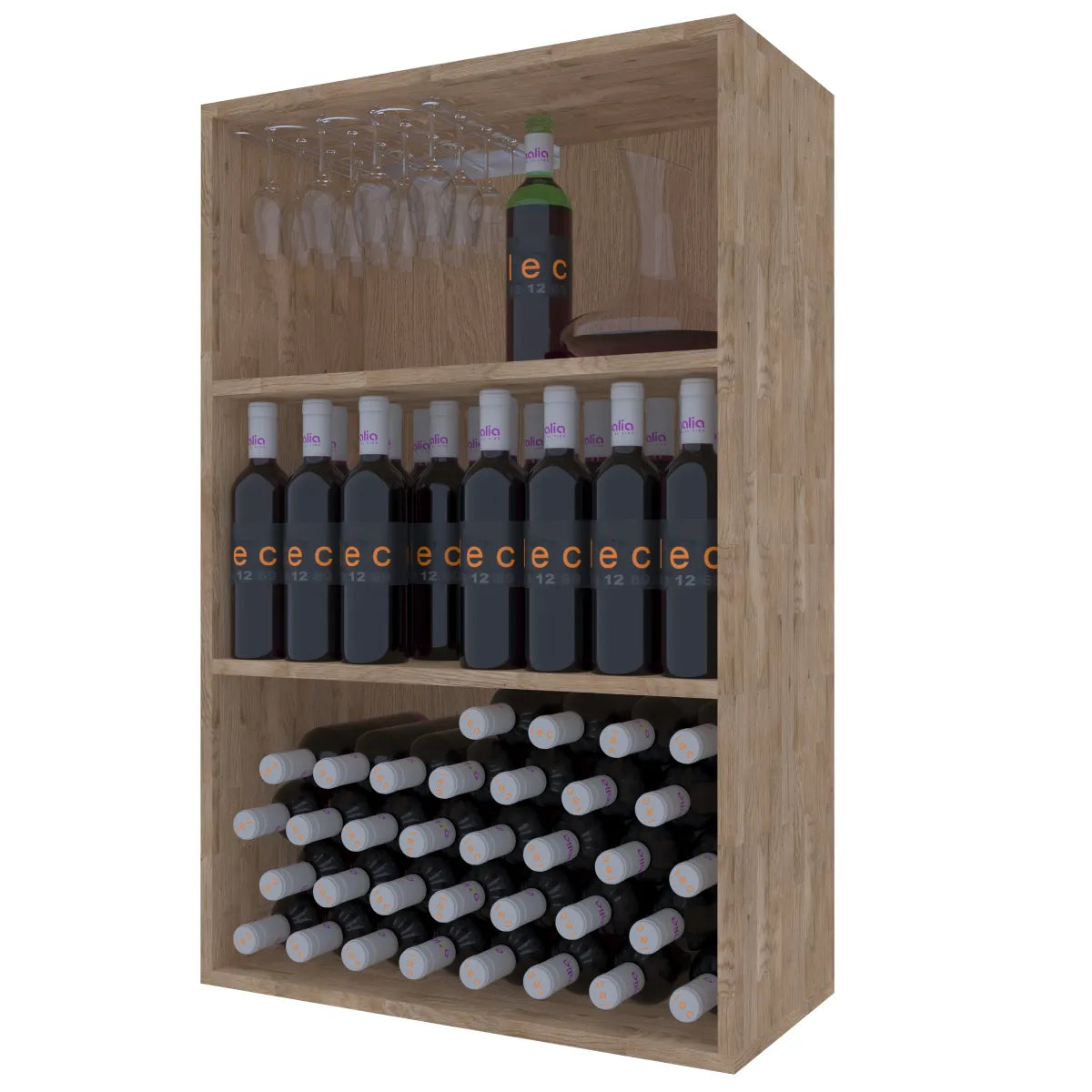 Wine rack for 96 bottles Expovinalia Corullón Godello 2523 — Pine with light oak finish — EX2523