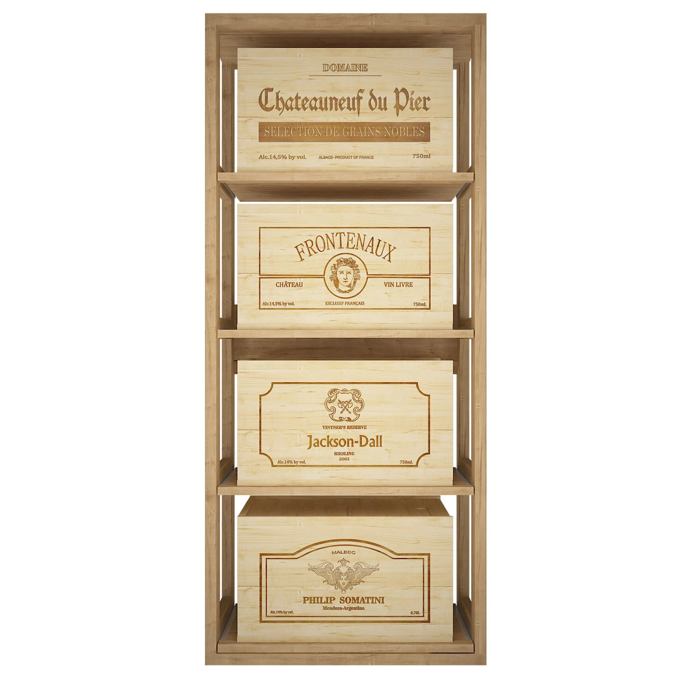 Botellero de madera de pino para 24 botellas, Godello EX2558