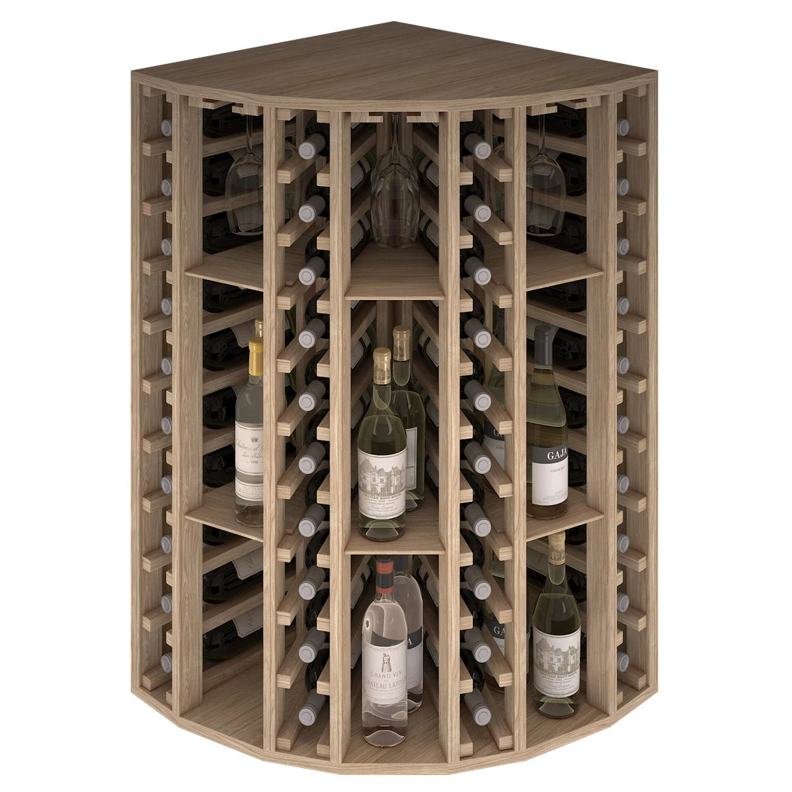 Pine wood corner wine rack for 40 bottles, Godello EW2035
