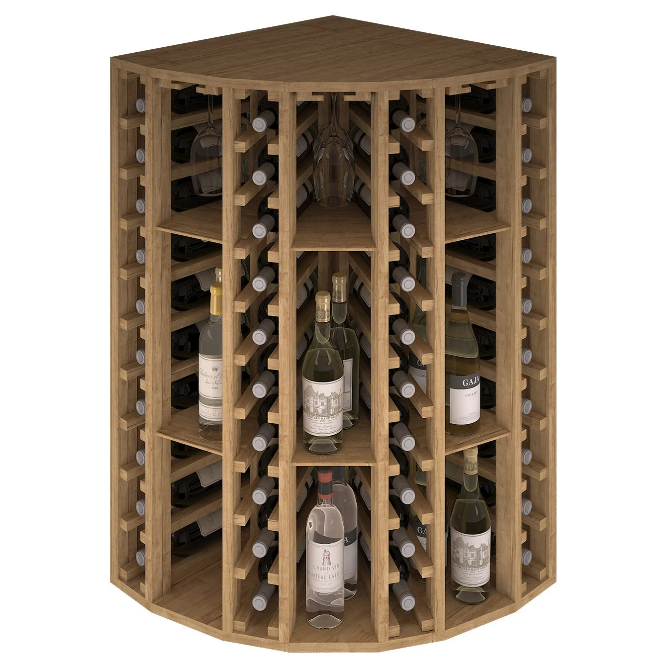 Botellero de madera de pino para rincón para 40 botellas, Godello EX2035