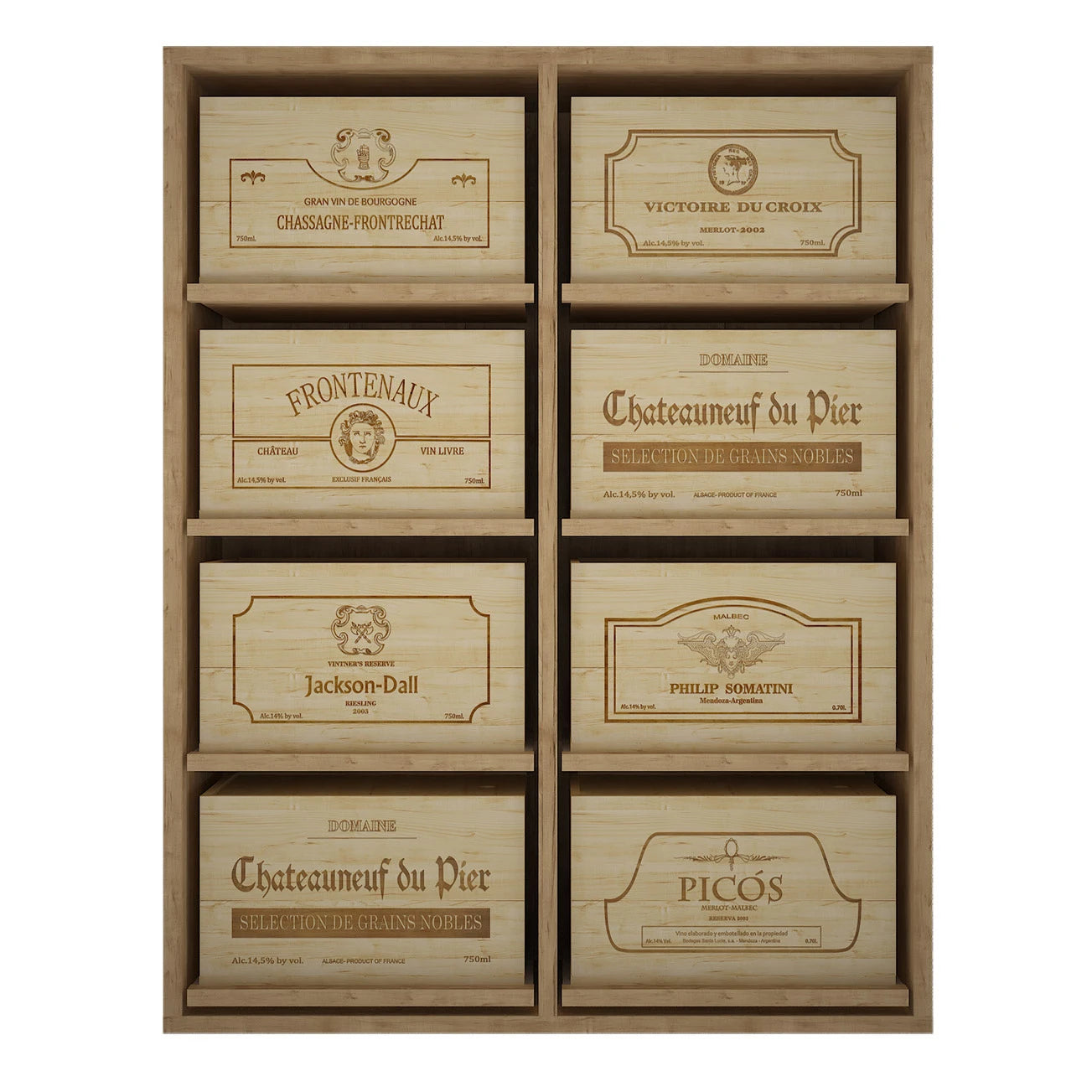 Botellero de madera de pino para 48 botellas, Godello EX2541