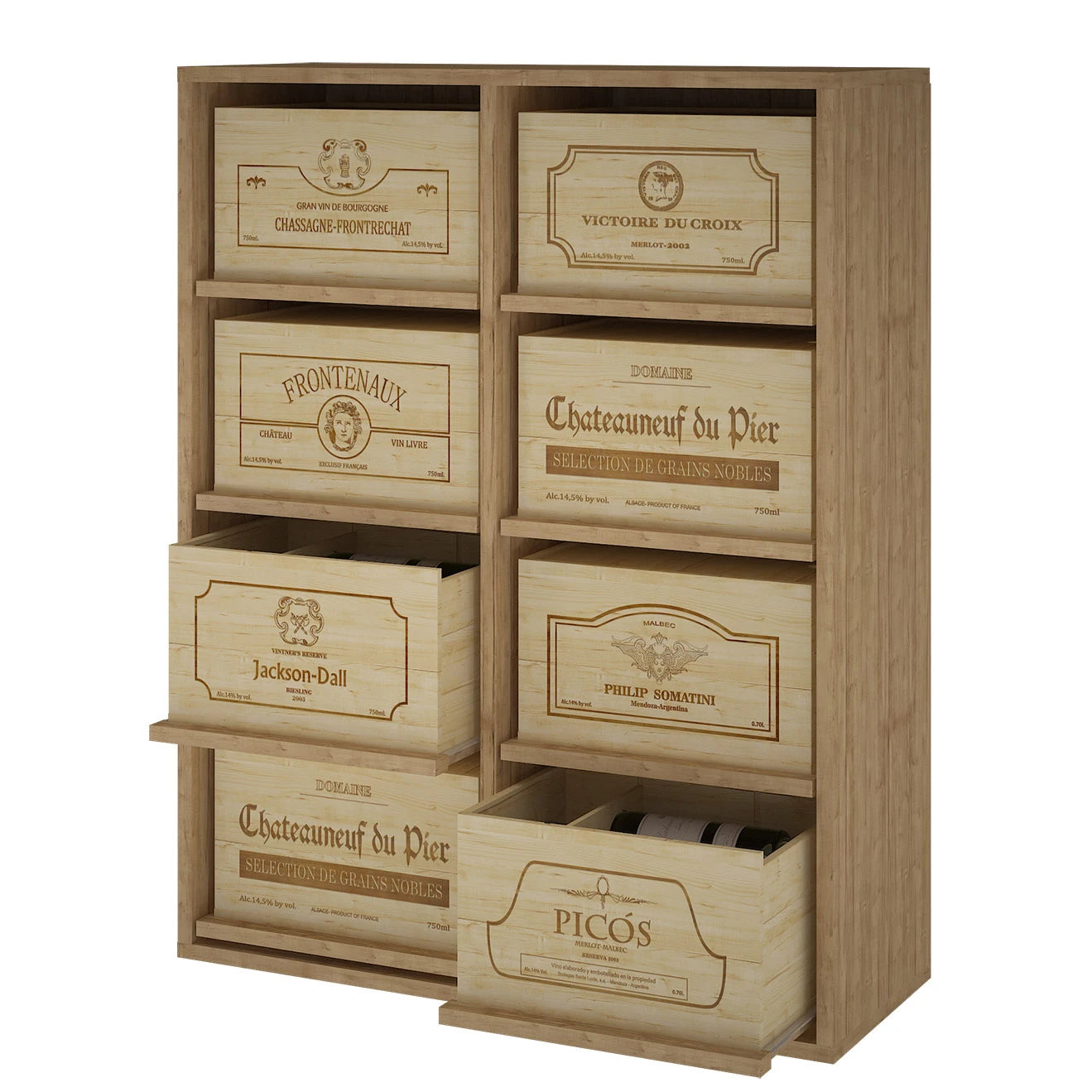 Botellero de madera de pino para 48 botellas, Godello EX2541