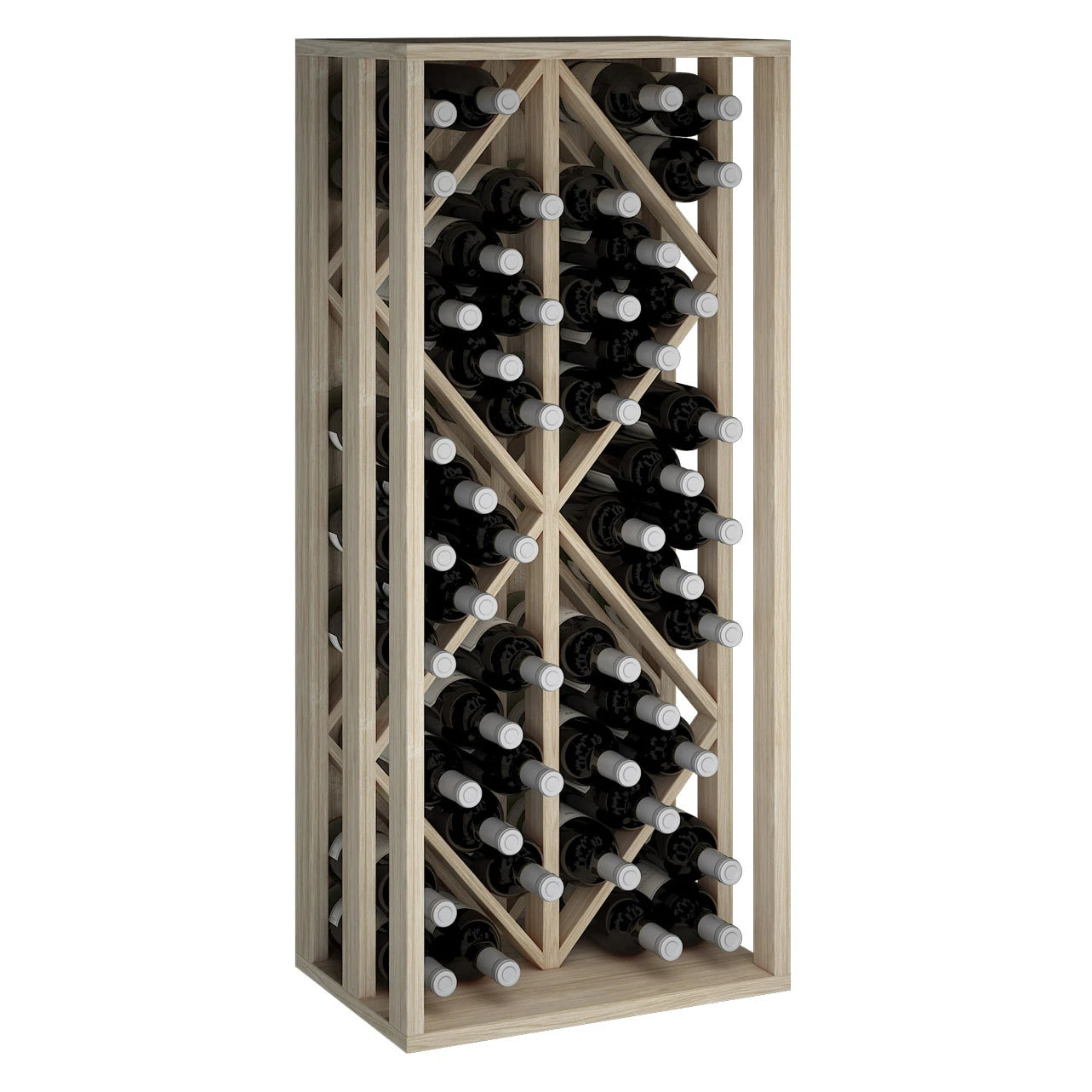 Botellero de madera de roble con rombos para 48 botellas, Godello ER2532