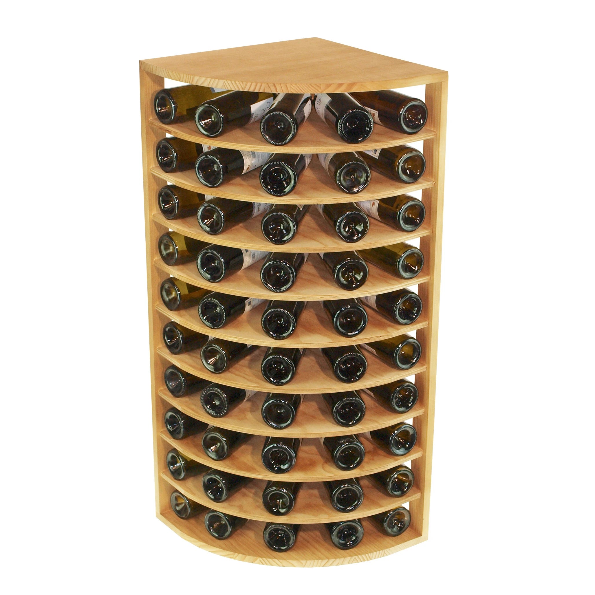 Botellero de madera de pino para rincón para 50 botellas, Godello EX2036