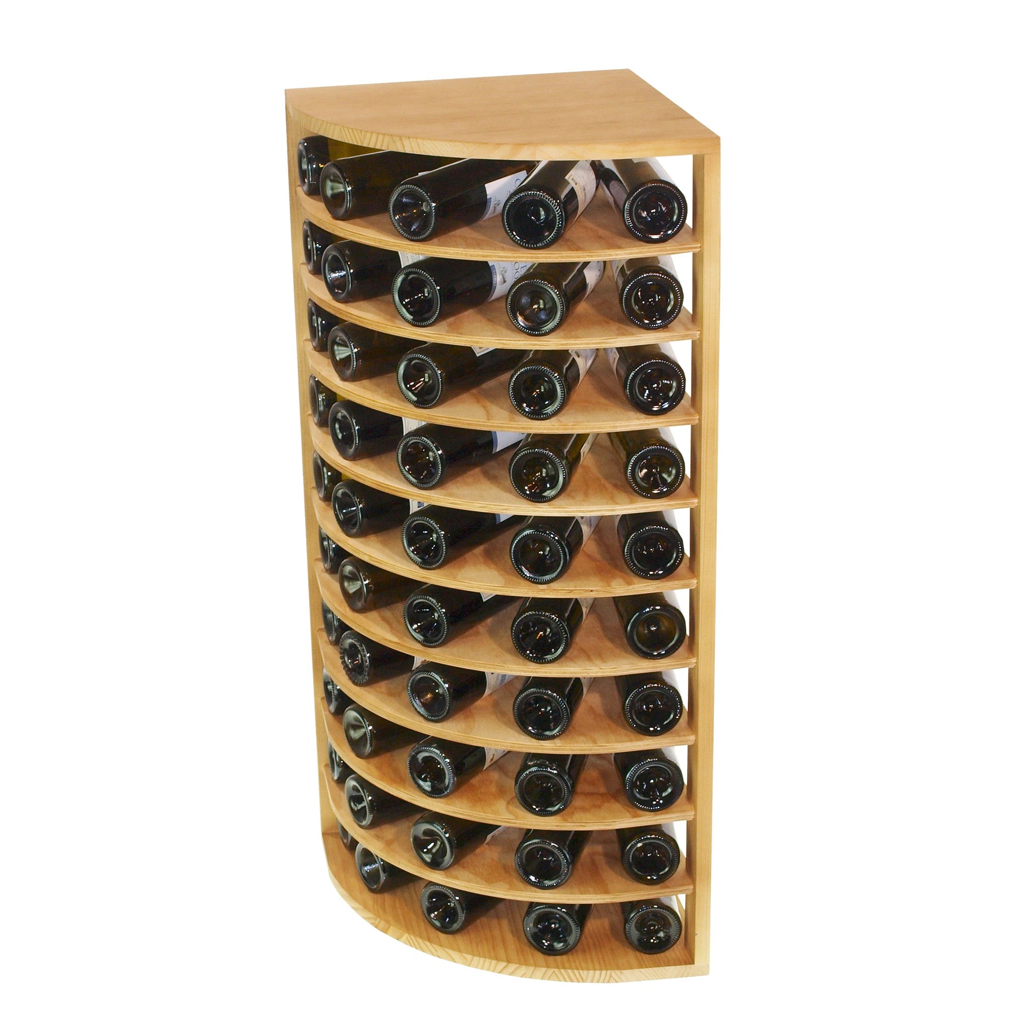 Botellero de madera de pino para rincón para 50 botellas, Godello EX2036