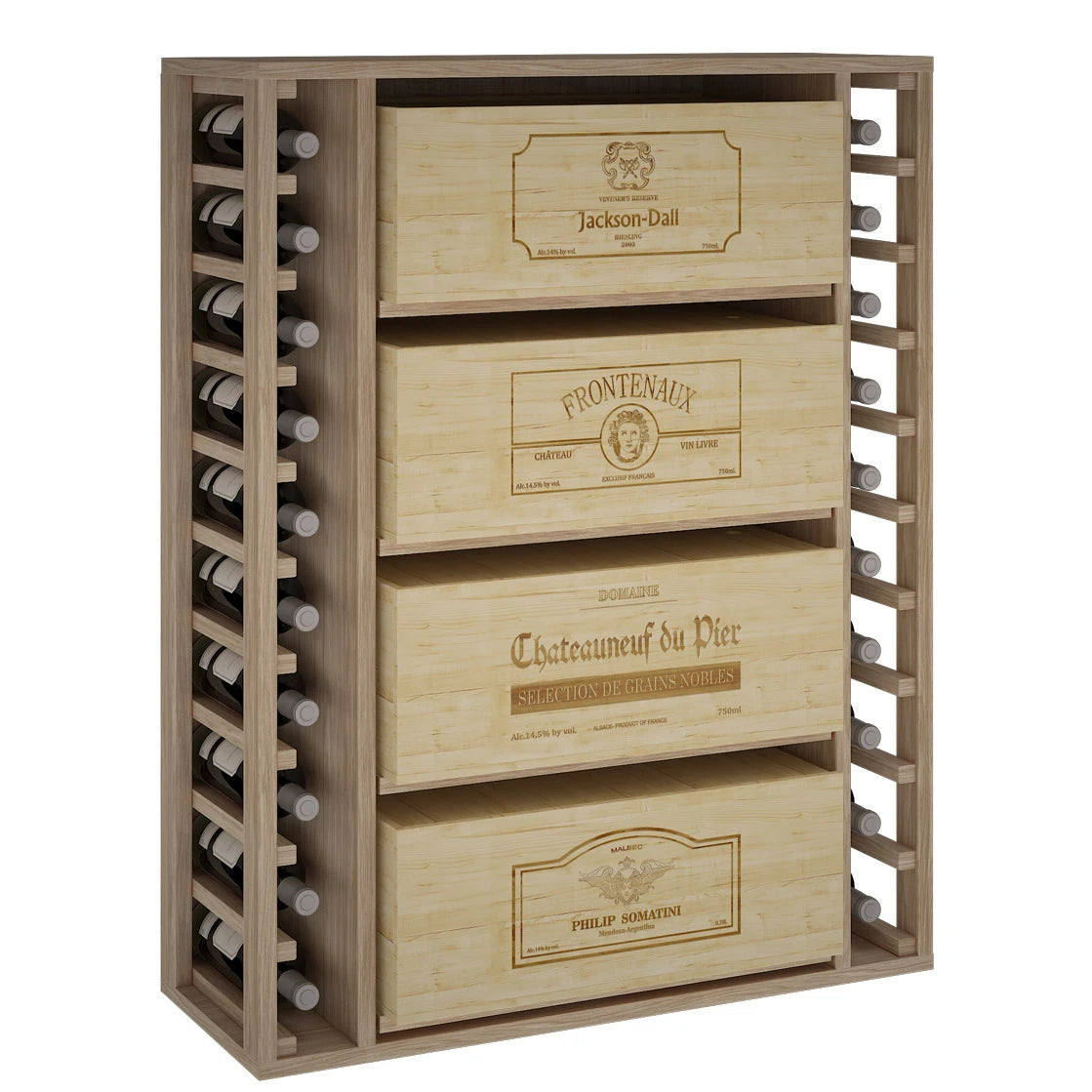 Oak wine rack for 68 bottles, Godello ER2542