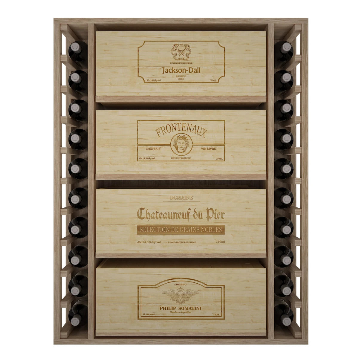 Oak wine rack for 68 bottles, Godello ER2542