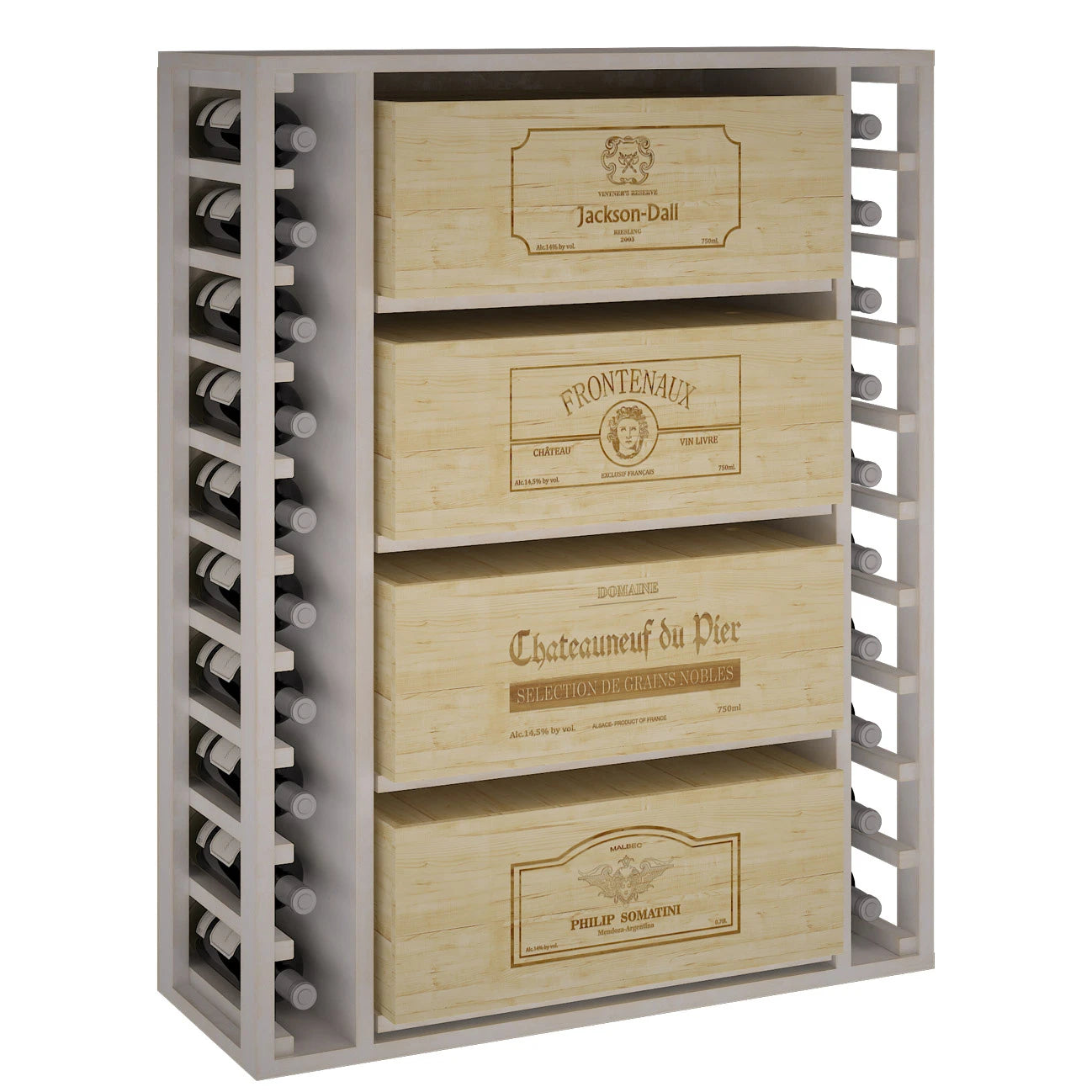 Pine wood wine rack for 68 bottles, Godello EW2542