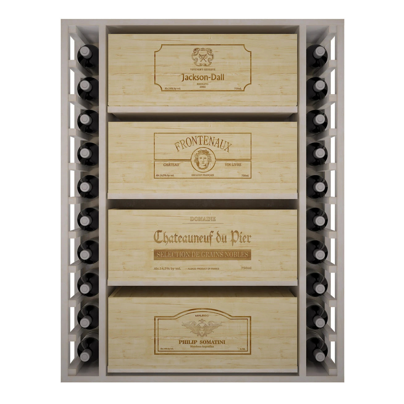 Pine wood wine rack for 68 bottles, Godello EW2542