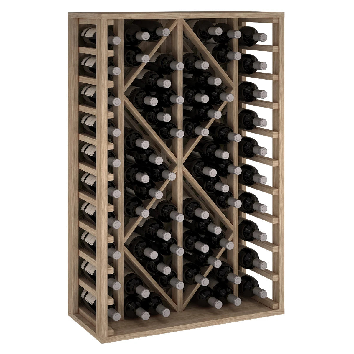Oak wood wine rack with diamond pattern for 68 bottles, Godello ER2530