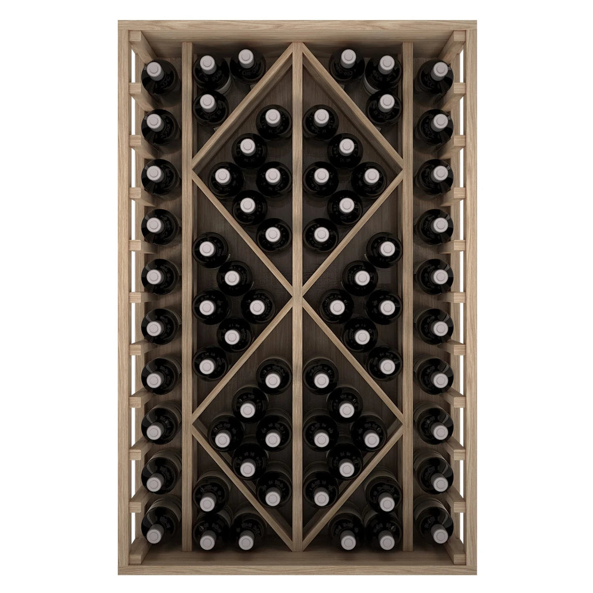 Oak wood wine rack with diamond pattern for 68 bottles, Godello ER2530