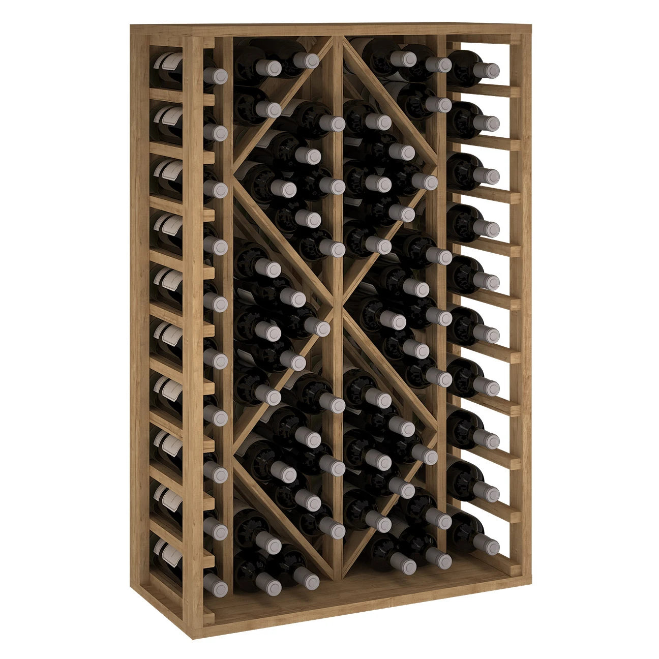 Botellero de madera de pino con rombos para 68 botellas, Godello EX2530