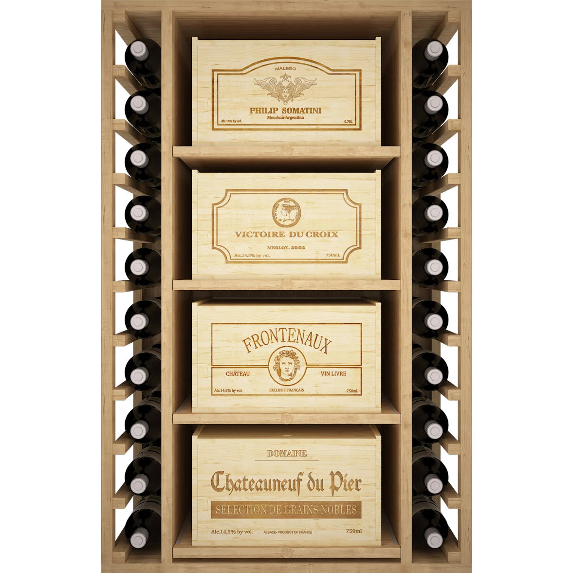 Pine wood wine rack for 88 bottles, Godello EX2546