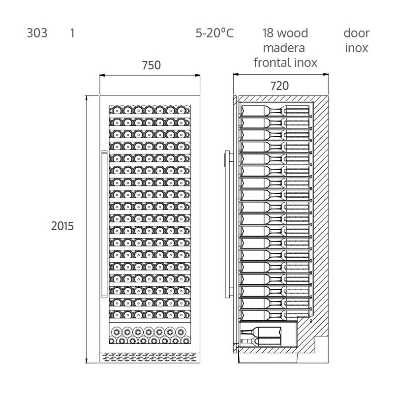 Vinoteca 292 botellas Cavanova CV300T