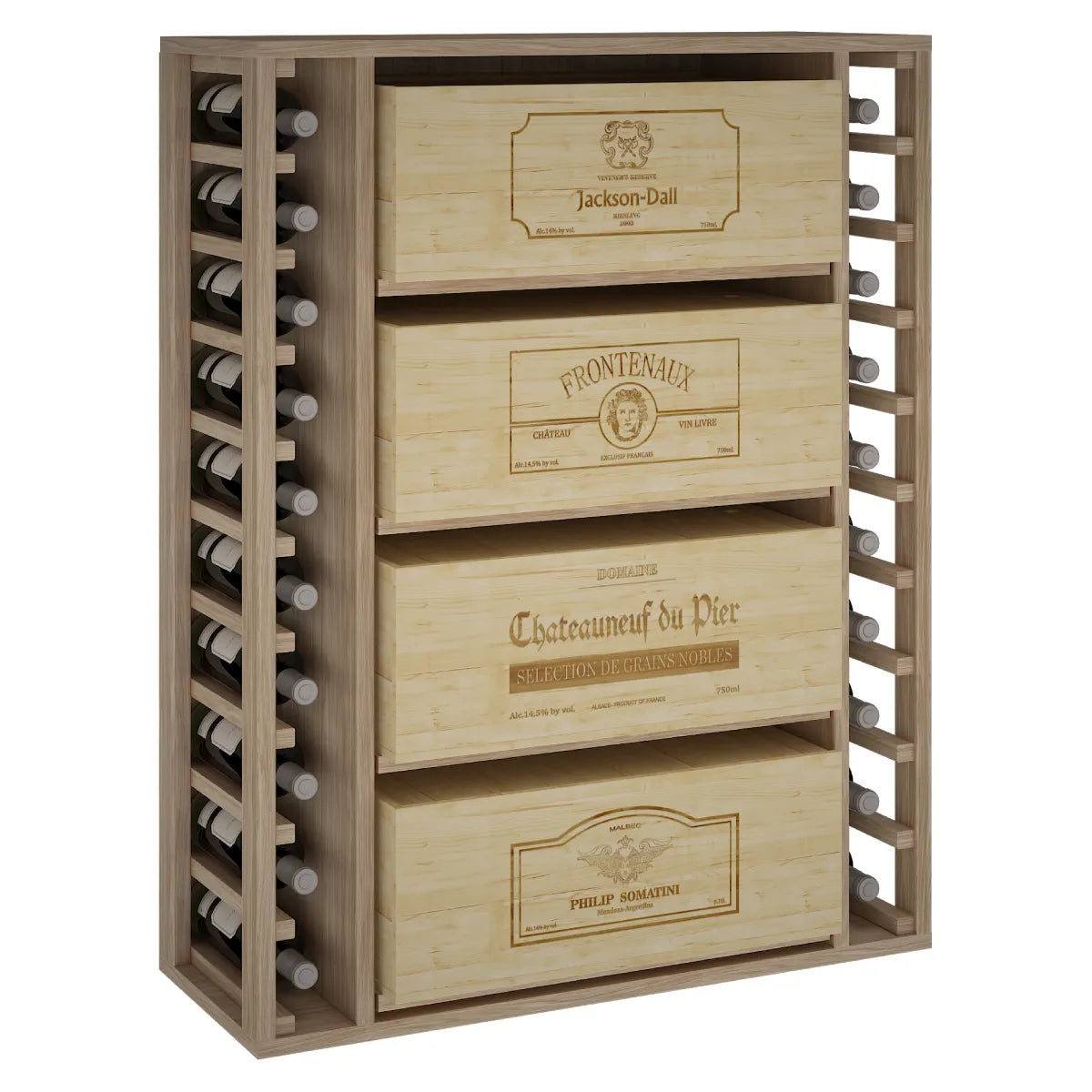 Wine rack for 20 bottles and 4 twelve-bottle cases Expovinalia Arganza Godello 2542 — Natural oak — ER2542