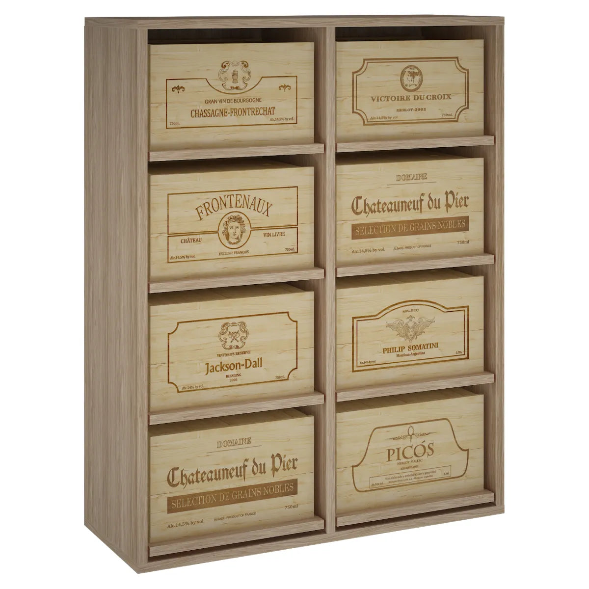 Wine rack for 8 cases of 6 bottles Expovinalia Arganza Godello 2541 — Natural oak — ER2541