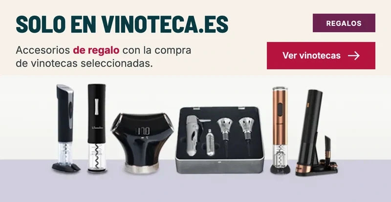 Solo en Vinoteca.es: accesorios de regalo con la compra de vinotecas seleccionadas.