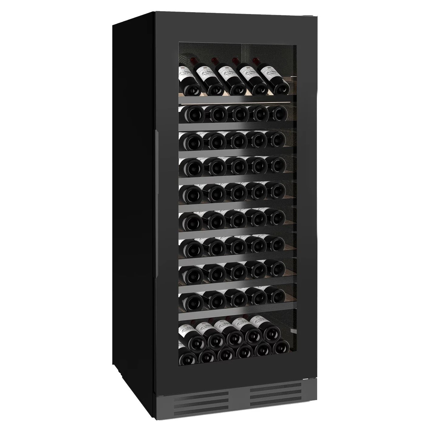 Vinoteca Nestor M Wine NWX1104FN1 de 104 botellas con puerta de cristal negro y diseño de gran formato