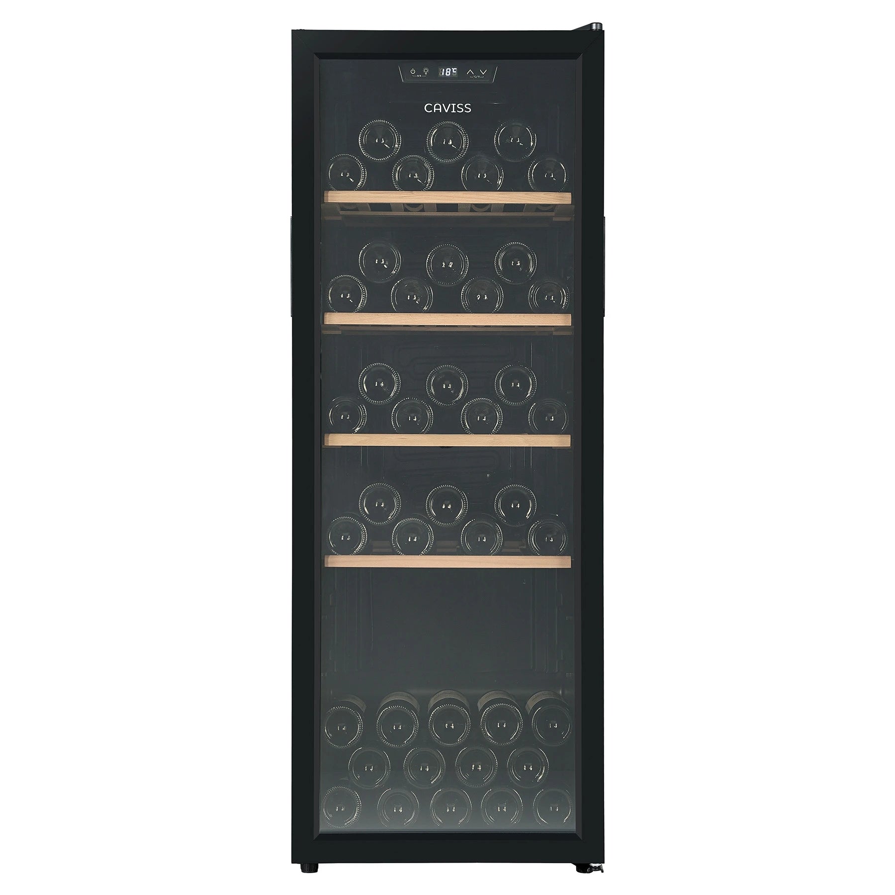 Vinoteca Caviss CT1PL105CB cerrada con botellas, vista frontal