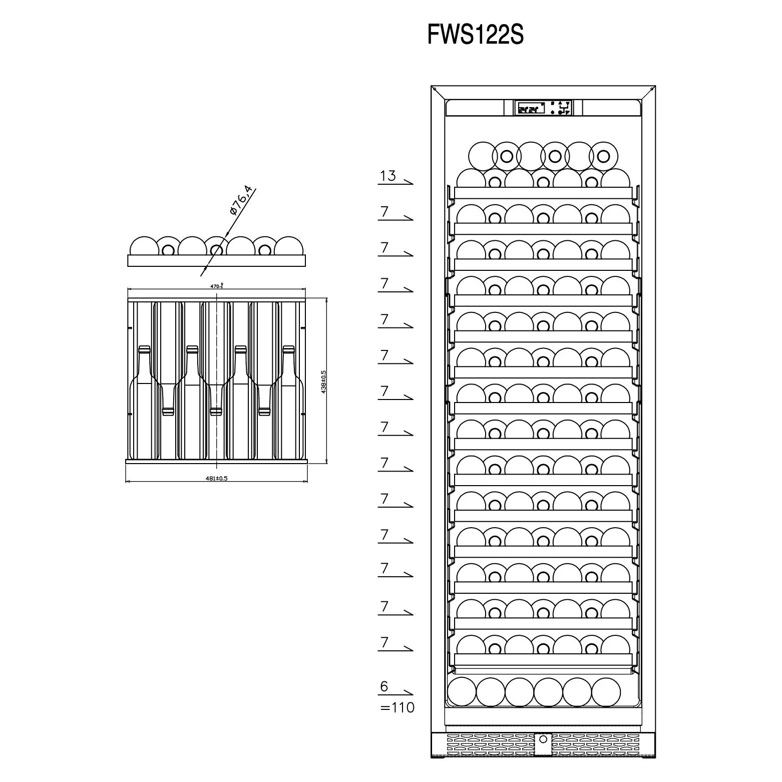 Wine Cooler 110 bottles ClimaVin Noir166