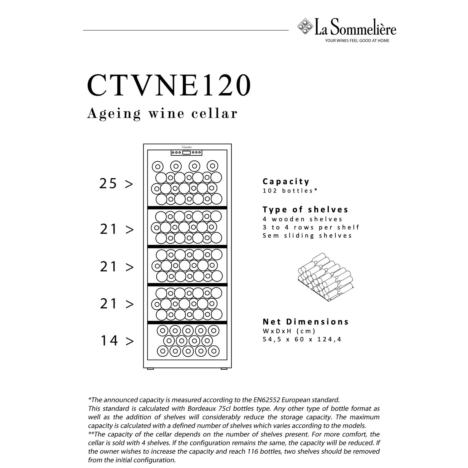 Vinoteca 116 botellas La Sommelière CTVNE120