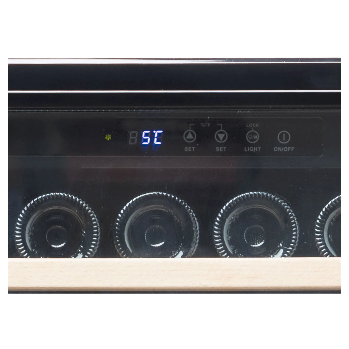 Vinoteca Vinobox V110 GC 1T Black para 116 botellas con puerta anti UVA y baldas de madera.