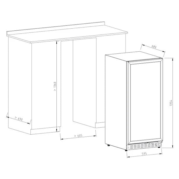 Vinoteca Vinobox V110 GC 1T Inox con diseño en acero inoxidable y puerta anti UVA.