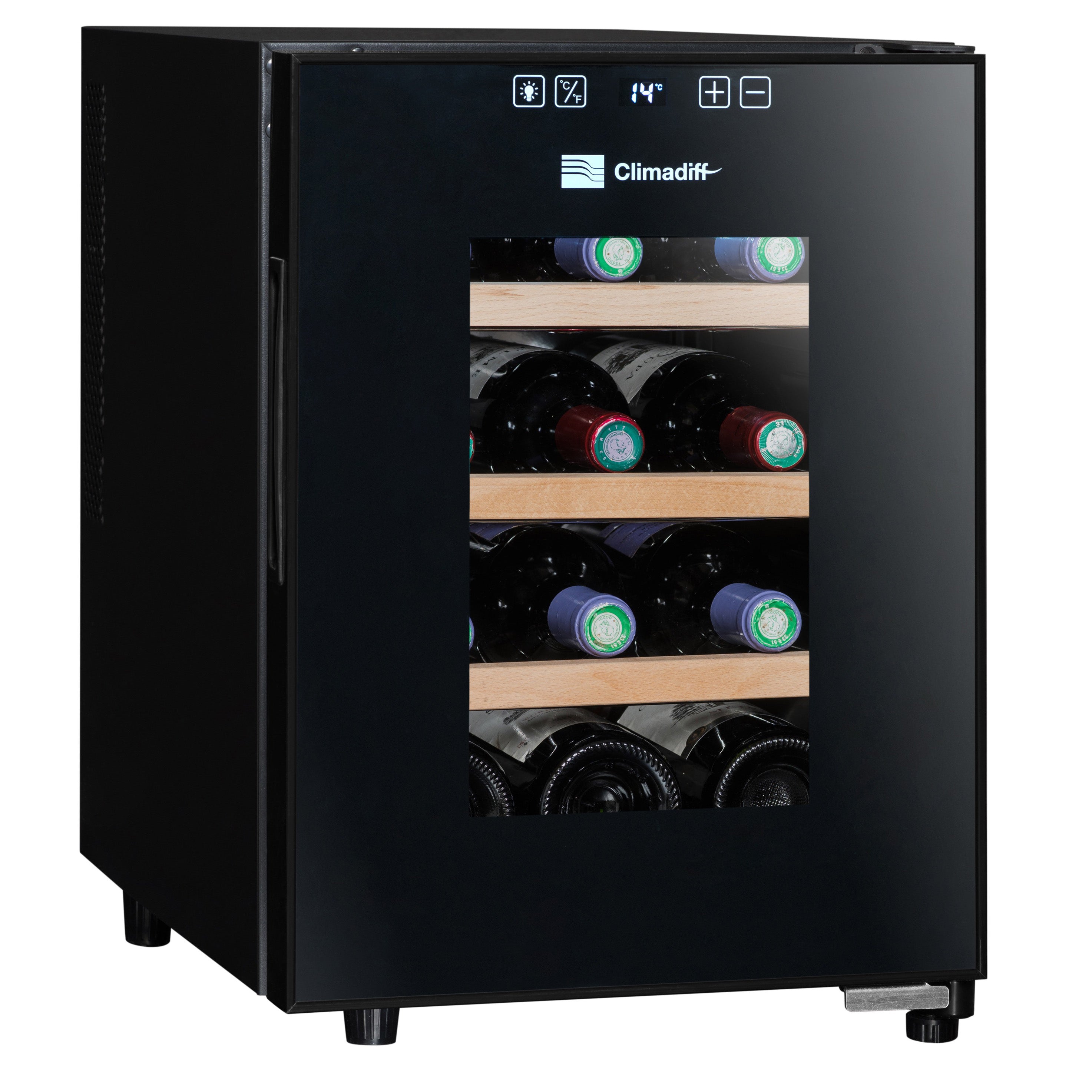 Vinoteca 12 botellas Climadiff CC12F lateral llena