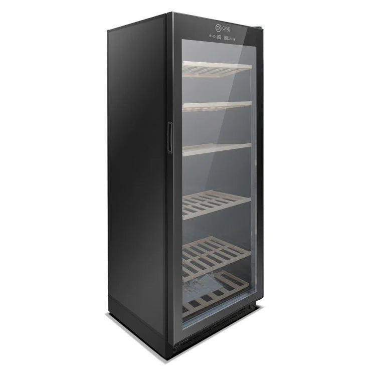 Cave Vinum CV-151-N, vinoteca de 120-130 botellas, interior con botellas en bandejas.
