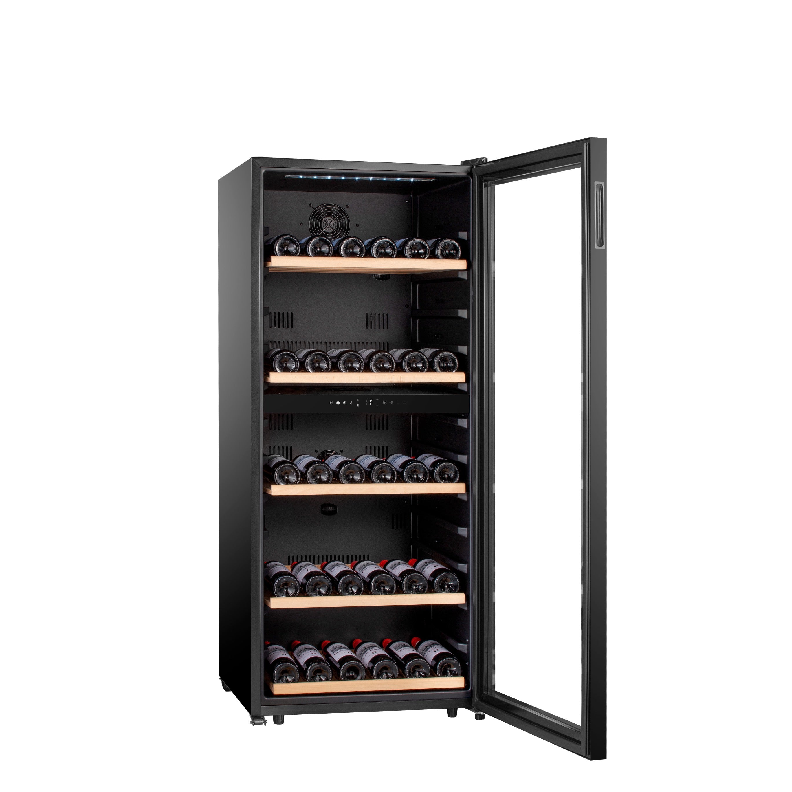 Vinoteca doble zona 120 botellas Caviss C2120CBEG puerta abierta