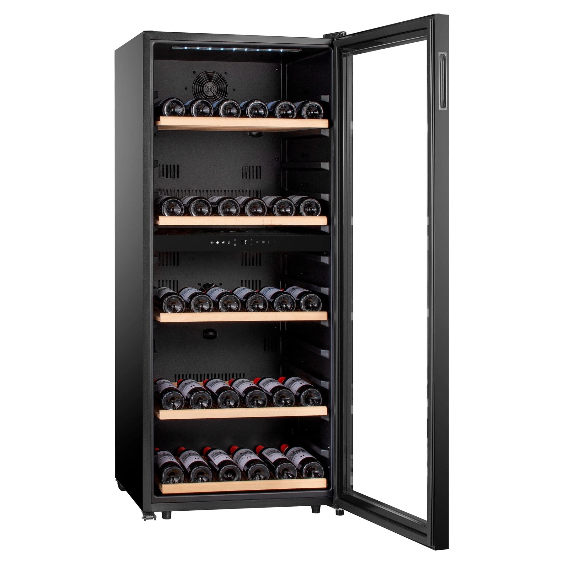 Caviss C2120CBEG, vinoteca doble zona de 120 botellas con iluminación LED blanca.