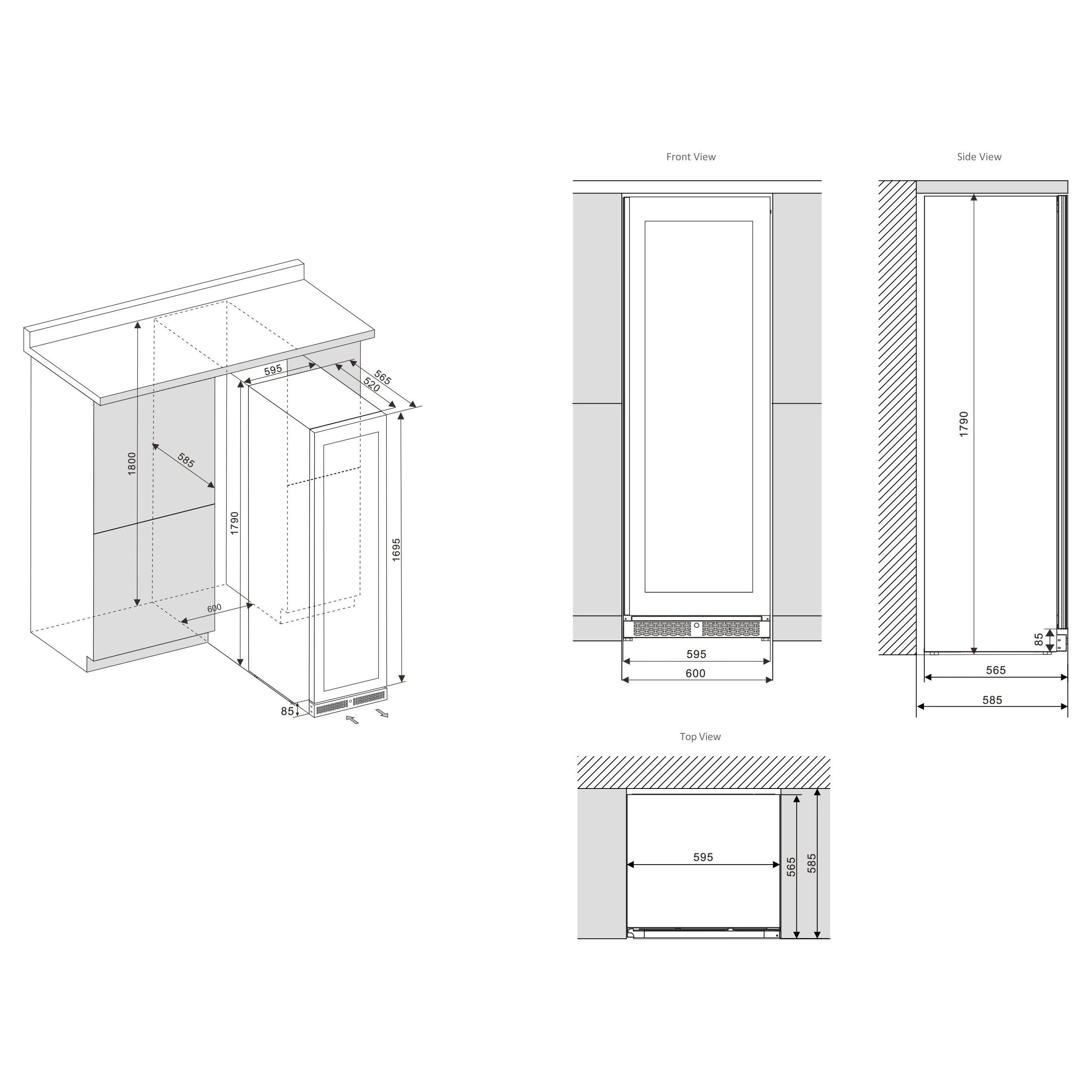 Vinoteca 102 botellas CELLA W122S Black
