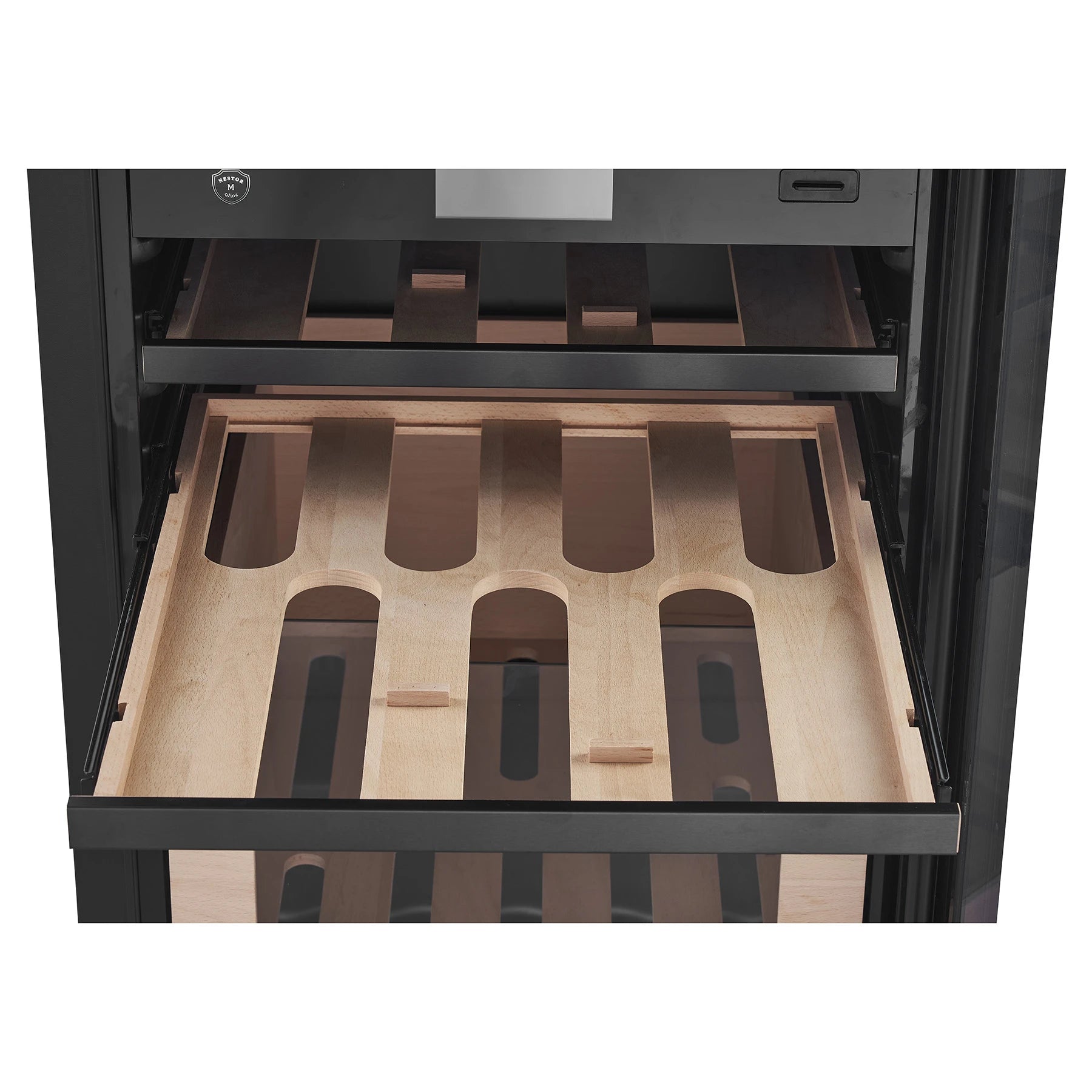 Interior con cajones de la vinoteca Nestor M Wine NWXP2123FN2
