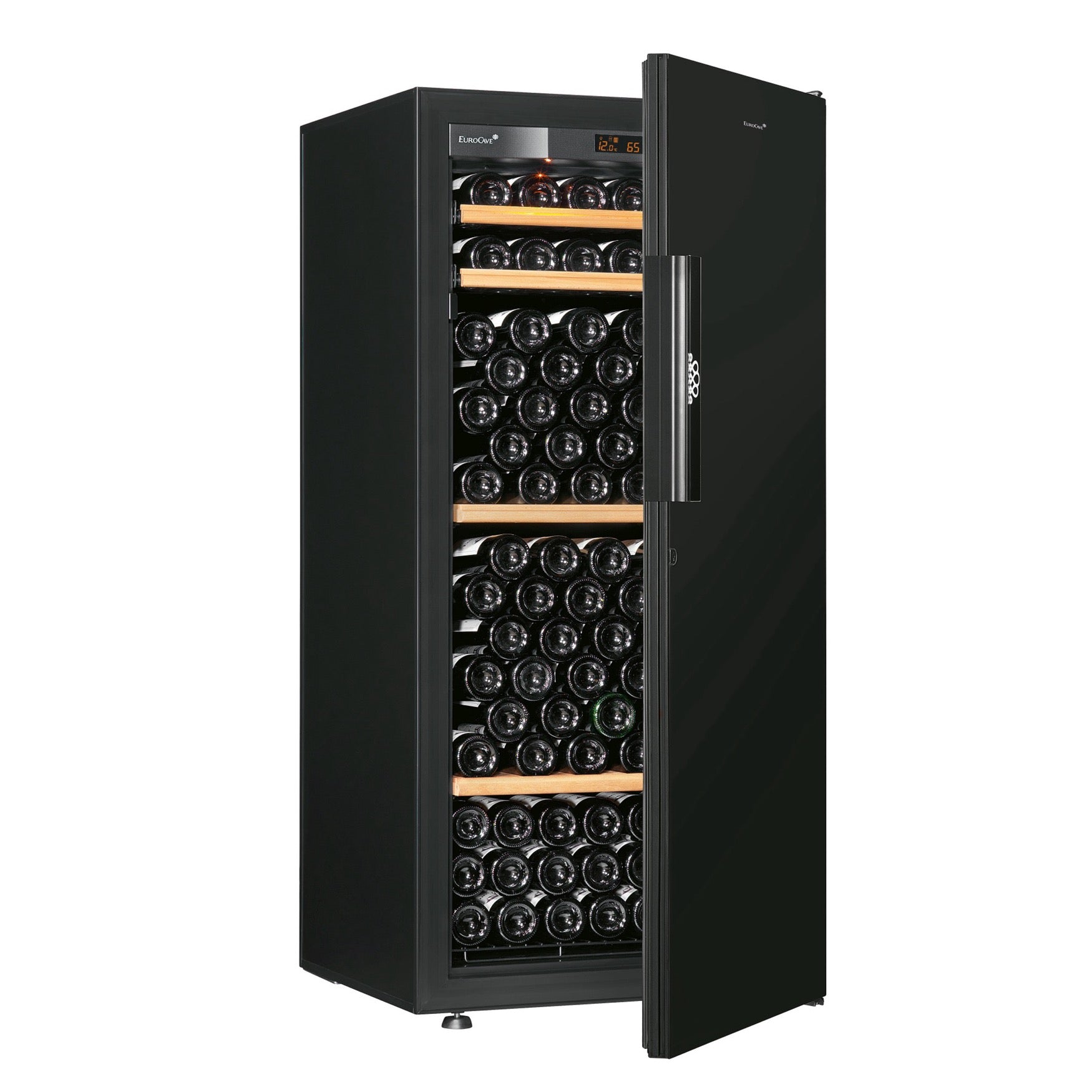 Vinoteca 141 botellas EuroCave Pure MBP10 Black Piano puerta semiabierta