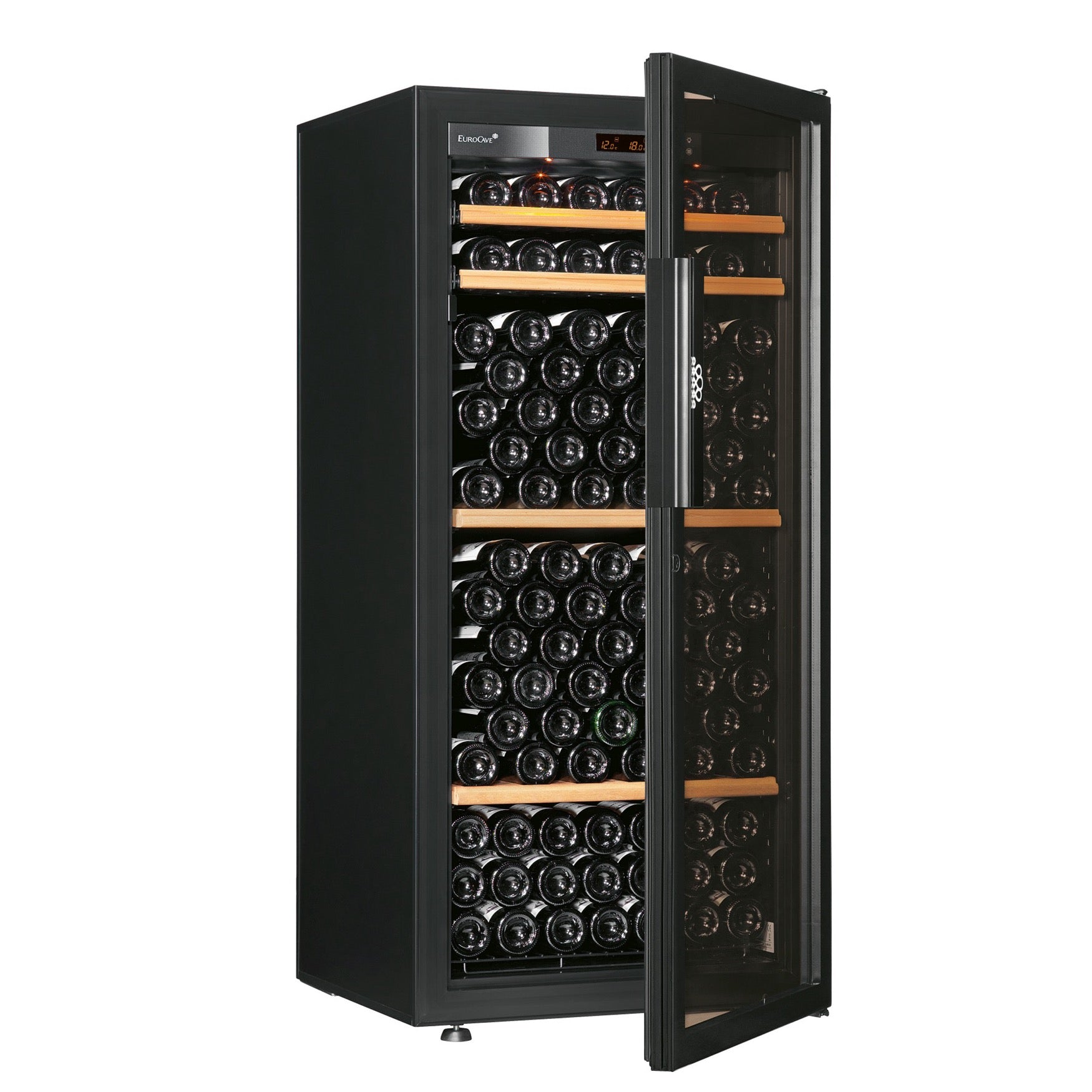 Vinoteca 141 botellas EuroCave Pure MFG10 Multitemperatura Full Glass puerta semiabierta