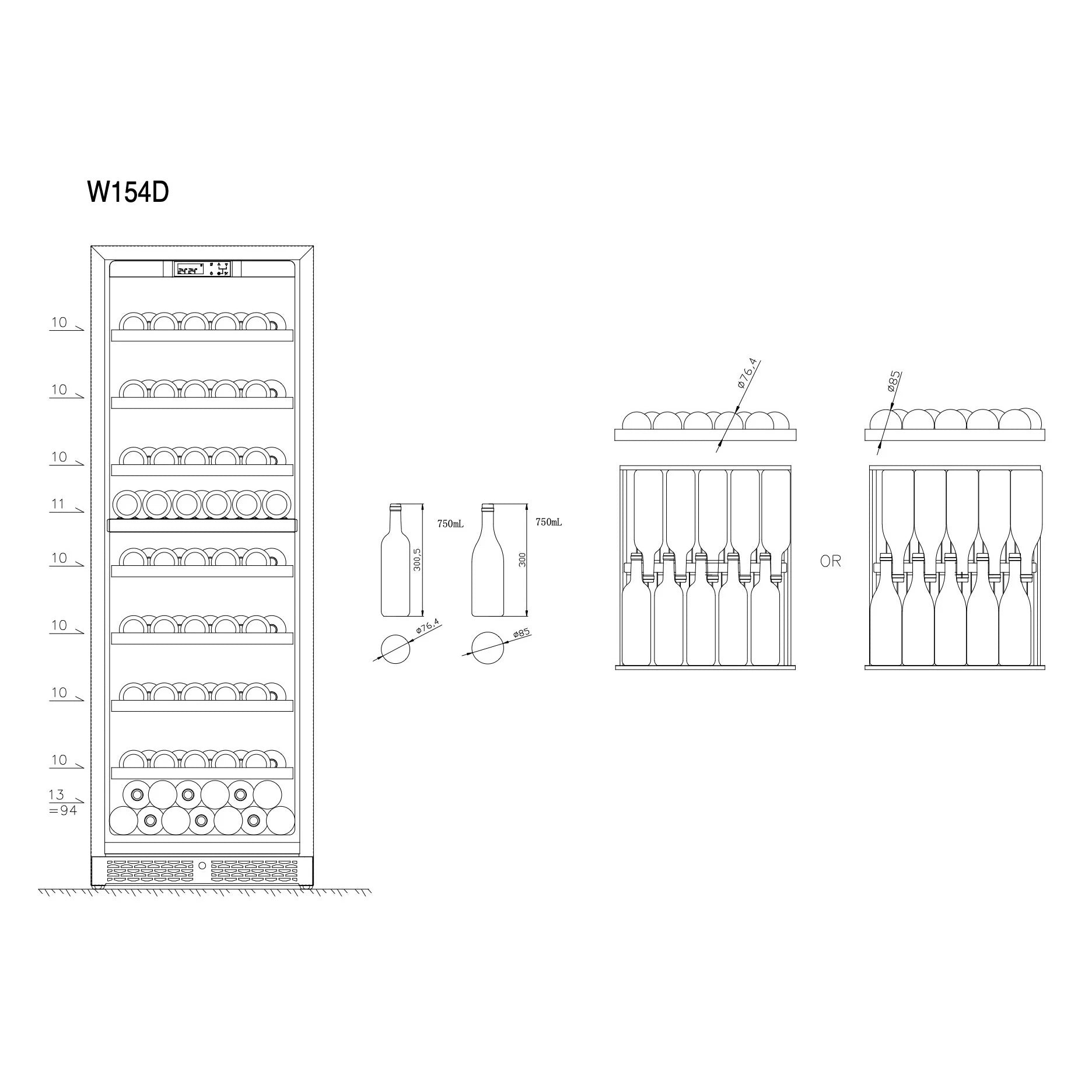 Vinoteca & Refrigerador de bebidas CELLA WBV163D Black