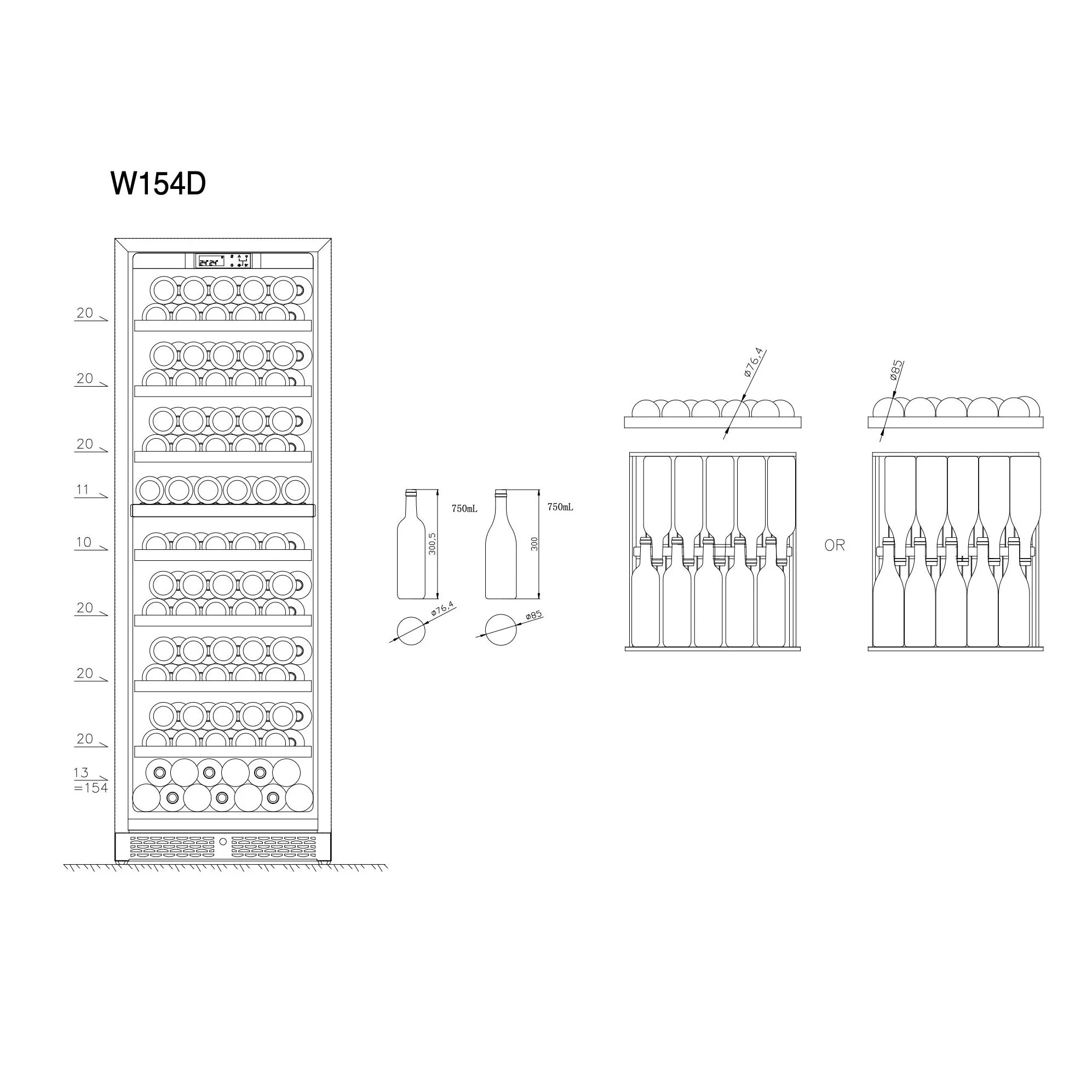 Vinoteca & Refrigerador de bebidas CELLA WBV163D Black