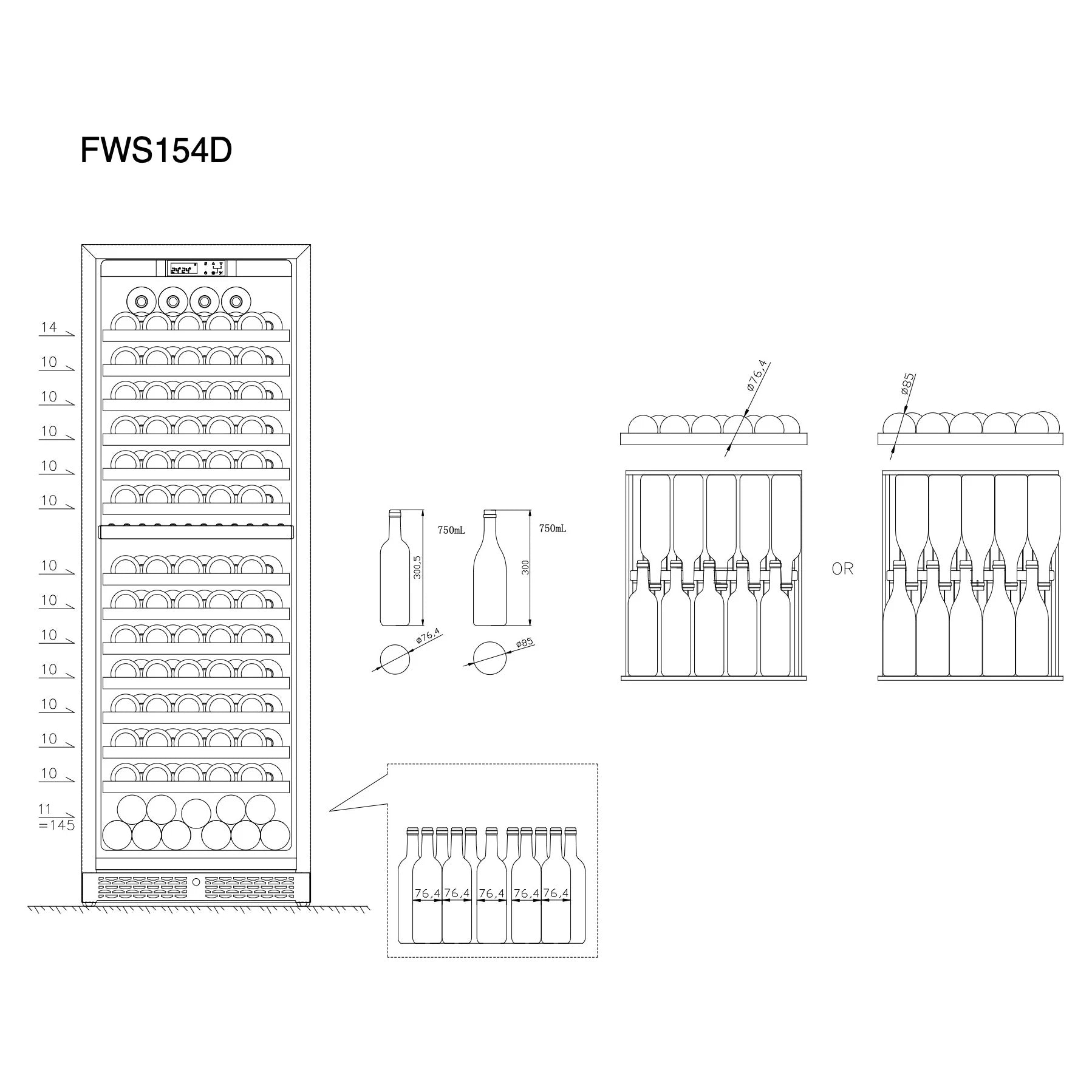 Wine Cooler 145 bottles ClimaVin Noir193 Dual-zone