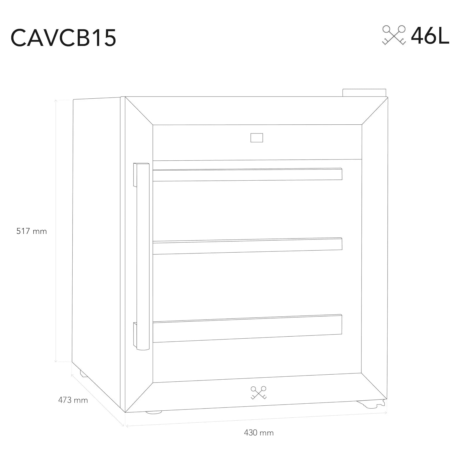 Detalle de la vinoteca Les Petits Champs CAVCB15 con estantes interiores