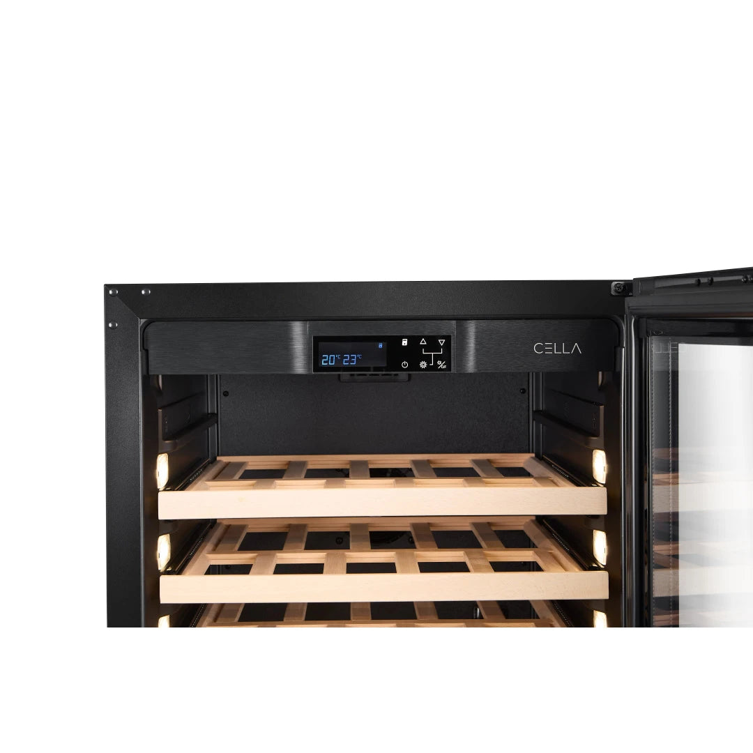 Vinoteca 154 botellas CELLA FWS154D Black doble zona