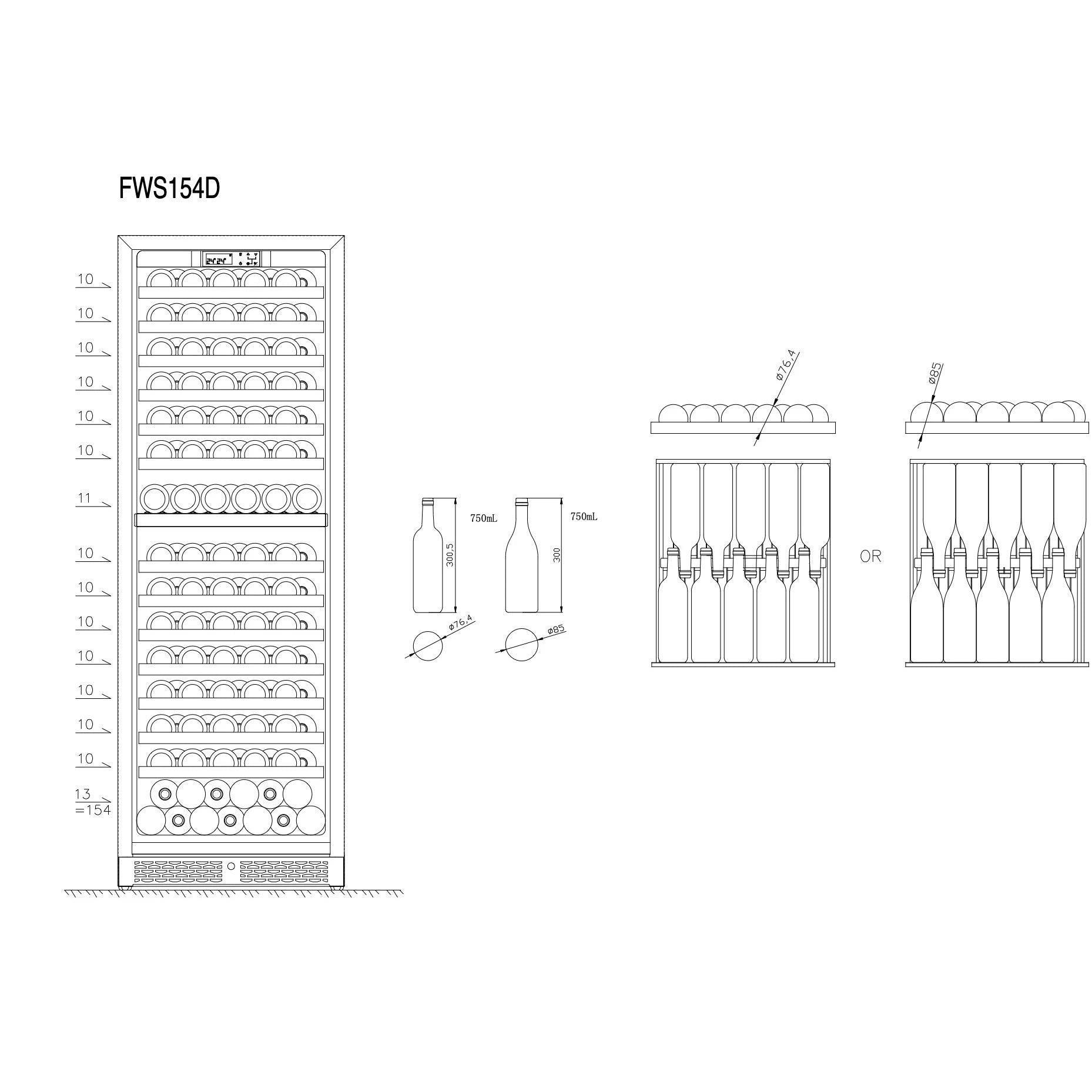 Vinoteca doble CELLA WFS163SD Black Triple zona
